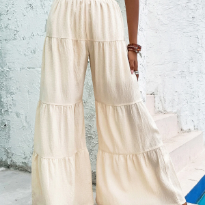 Wide Leg Pants with Ruffle Hem